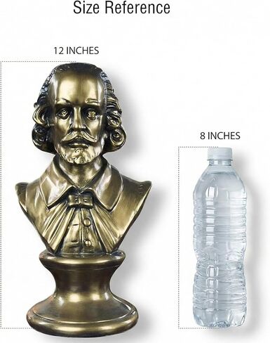 تمثال راتنج لتمثال ويليام شكسبير، منحوتات تمثال نصفي عتيقة لديكور المنزل لغرفة المعيشة، ديكور رف جمالي مقاس 12 بوصة لطاولة المكتب، هدايا برودواي فريدة من نوعها، نمط عصر النهضة in Kuwait