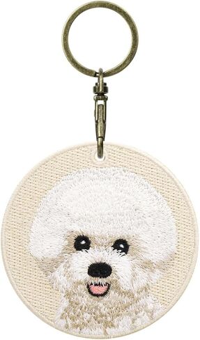 MC Fashion Double-sided Embroidered Cute Dog Portrait Keychain Accessory - Creative Gift Pendant Charm for Bags and Backpacks in Saudi Arabia