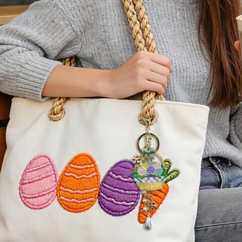 Madison Tyler Easter Keychains for Women | Easter Eggs Basket Bag Charms for Handbags | Gold Plated Cute Purse Charms for Backpack Bag Trendy in Saudi Arabia