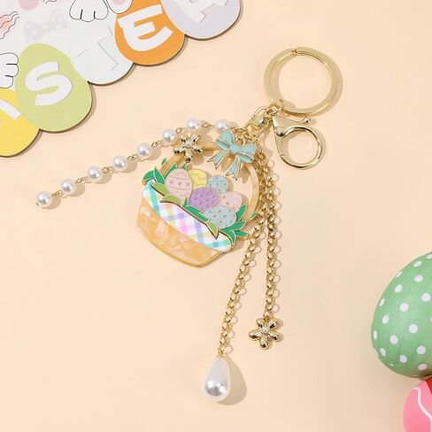 Madison Tyler Easter Keychains for Women | Easter Eggs Basket Bag Charms for Handbags | Gold Plated Cute Purse Charms for Backpack Bag Trendy in Saudi Arabia