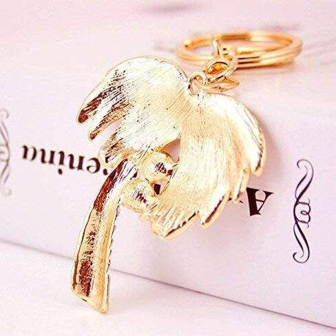 سلسلة مفاتيح Bestdays كريستال حجر الراين واللؤلؤ الاصطناعي وشجرة نخيل جوز الهند (ذهبي) in Kuwait