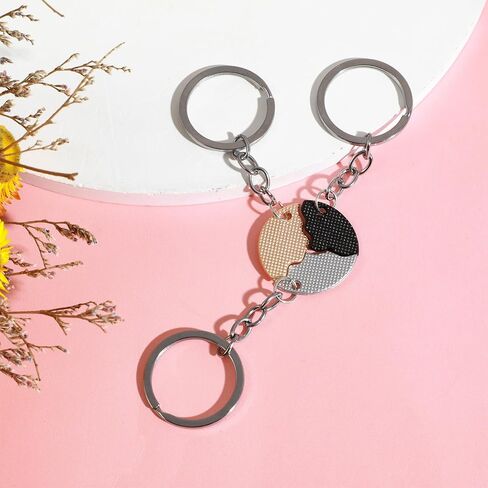Best Friend Keychain Set of 3, Sun Moon Star Puzzle BFF Split Design, Matching Friendship Keychains for Women & Girls, Trio Gift Idea in Saudi Arabia