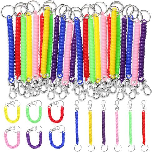 60 قطعة من سلاسل المفاتيح ذات الملف الزنبركي القابلة للسحب - 6 ألوان متنوعة مع مشبك جراد البحر للمفاتيح، والمحفظة، والمحفظة، والهاتف، وشارة الهوية، وحبل معصم قابل للتمدد مضاد للفقدان in Kuwait