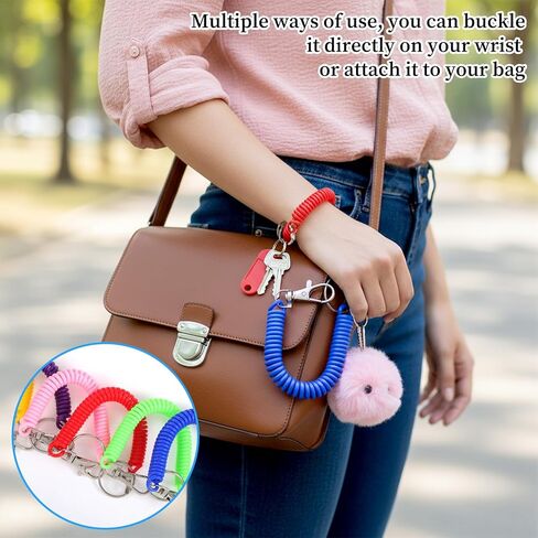 60 قطعة من سلاسل المفاتيح ذات الملف الزنبركي القابلة للسحب - 6 ألوان متنوعة مع مشبك جراد البحر للمفاتيح، والمحفظة، والمحفظة، والهاتف، وشارة الهوية، وحبل معصم قابل للتمدد مضاد للفقدان in Kuwait