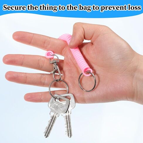 60 قطعة من سلاسل المفاتيح ذات الملف الزنبركي القابلة للسحب - 6 ألوان متنوعة مع مشبك جراد البحر للمفاتيح، والمحفظة، والمحفظة، والهاتف، وشارة الهوية، وحبل معصم قابل للتمدد مضاد للفقدان in Kuwait