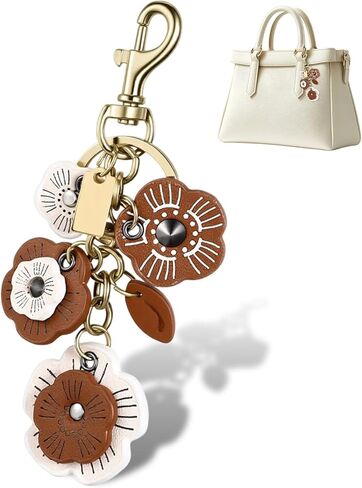 Flower Keychain, Metal Charms for Bags, Flower Leather Bag Charm for Women, Retro Bag Accessories Charms for Handbags, Backpack, Purse in Kuwait