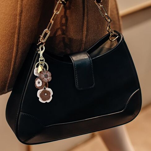 Flower Keychain, Metal Charms for Bags, Flower Leather Bag Charm for Women, Retro Bag Accessories Charms for Handbags, Backpack, Purse in Kuwait