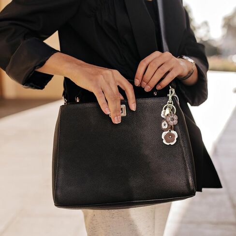 Flower Keychain, Metal Charms for Bags, Flower Leather Bag Charm for Women, Retro Bag Accessories Charms for Handbags, Backpack, Purse in Kuwait