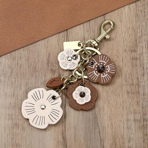 Flower Keychain, Metal Charms for Bags, Flower Leather Bag Charm for Women, Retro Bag Accessories Charms for Handbags, Backpack, Purse in Kuwait