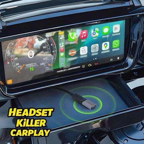 محول سماعة بلوتوث Link240 USB-C للدراجات النارية CarPlay مع منفذ شحن سريع 45 وات، متوافق مع أنظمة المعلومات والترفيه التي تتطلب سماعة رأس لاسلكية متصلة لتنشيط CarPlay، رمادي in Kuwait