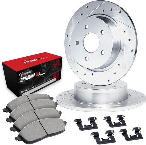 R1 Concepts Rear Brakes and Rotors| Hardware Included| Rear OEp Pads Brake Pads and Rotors Kit| Fits 2021-2024 Hyundai Elantra; 2021-2022 Hyundai Ioniq; 2023-2025 Kia Soul in Saudi Arabia