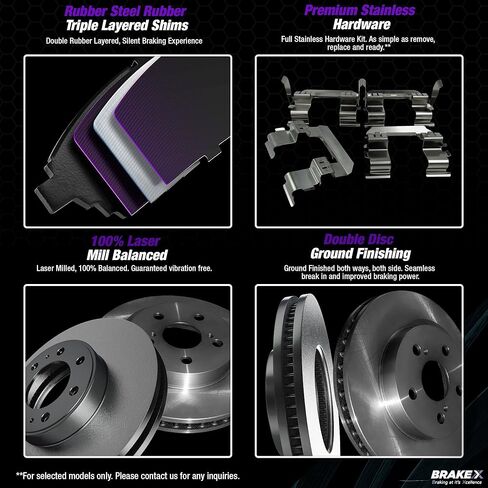 Brake X Rear Brake Pads and Rotors Kit replacement for 2014-2018 TOYOTA COROLLA | NYX OE+ Rotors and Alpha Ceramic Brake Pads in Kuwait