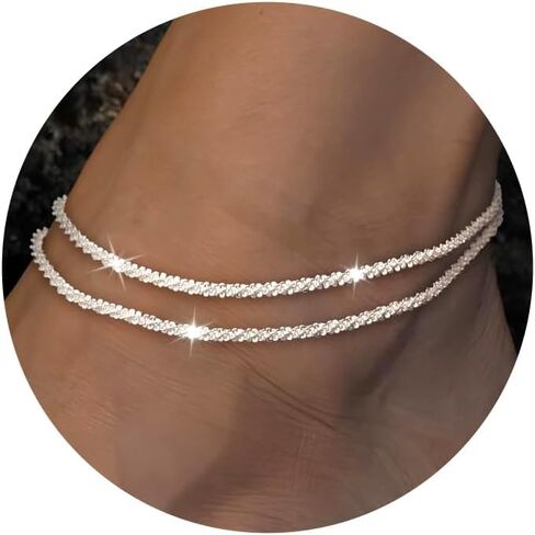 Sterling Silver Ankle Bracelets for Women Sterling Silver Bracelets for Women Anklets for Women Waterproof Adjustable Anklet Bracelets for Women Dainty Silver Bracelet Dainty Jewelry for Women in Kuwait