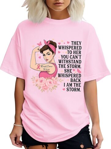 Breast Cancer Shirt – Pink Ribbon Shirts for Women – Breast Cancer Aweness Tshrit - Gift for Her in Saudi Arabia