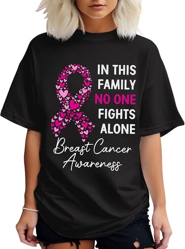 Breast Cancer Shirt – Pink Ribbon Shirts for Women – Breast Cancer Aweness Tshrit - Gift for Her in Saudi Arabia