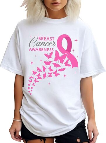Breast Cancer Shirt – Pink Ribbon Shirts for Women – Breast Cancer Aweness Tshrit - Gift for Her in Saudi Arabia