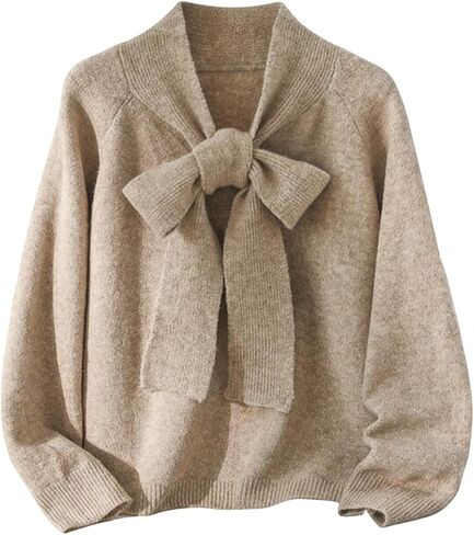 Verdusa Women's Plus Size Bow Knot Tie Neck Cozy Sweaters Dressy Casual Elegant Pullover Knit Tops in Saudi Arabia