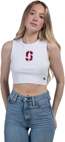 قمصان Hype & Vice للنساء - قميص جامعة ستانفورد للنساء، قميص قصير بدون أكمام، قمصان جامعية لأيام اللعب - أبيض، X-Small in Kuwait