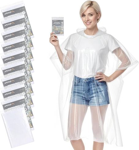 APEXUP Disposable Rain Ponchos for Adults, Emergency Rain Poncho for Camping Hiking Travelling in Saudi Arabia