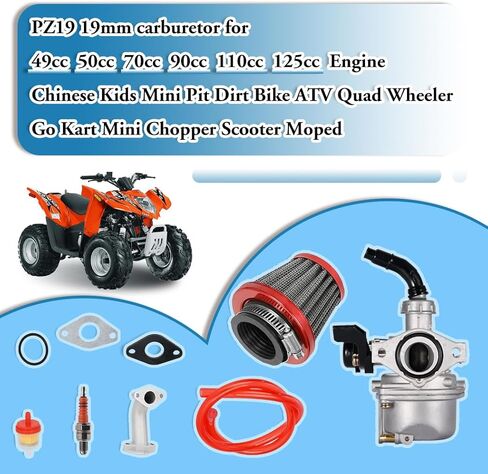 PZ19 Carburetor Kit Fits for TaoTao Baja Kazuma Honda CRF Chinese Quad 4 Stroke 50cc 70cc 90cc 110cc 125cc ATV Dirt Bike Go Kart with Air Filter & Spark Plug 19mm Carb in Saudi Arabia