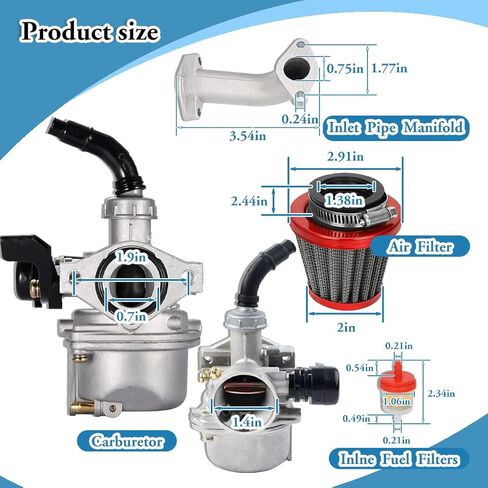 PZ19 Carburetor Kit Fits for TaoTao Baja Kazuma Honda CRF Chinese Quad 4 Stroke 50cc 70cc 90cc 110cc 125cc ATV Dirt Bike Go Kart with Air Filter & Spark Plug 19mm Carb in Saudi Arabia
