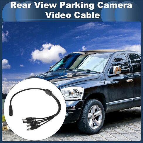 Universal Car Reverse Rear View Parking Camera Video Cable 4 in 1 DC Backup Camera Video Cable Extension for Monitor and Backup Black 0.37M in Saudi Arabia