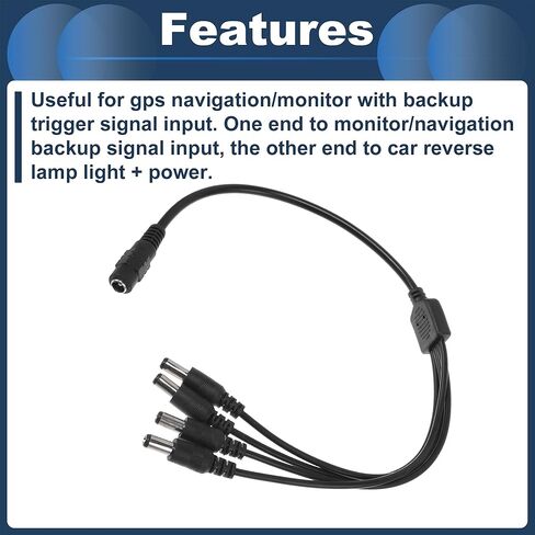 Universal Car Reverse Rear View Parking Camera Video Cable 4 in 1 DC Backup Camera Video Cable Extension for Monitor and Backup Black 0.37M in Saudi Arabia