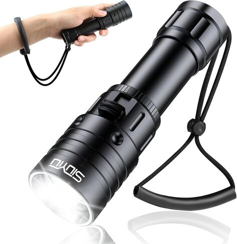 2000 Lumen Dive Light for Scuba Diving, 150 Meters Underwater Flashlight, Rechargeable Battery, White Light, Aluminum Alloy, Diving Flashlight with Push Switch in Kuwait