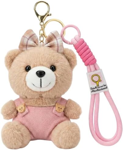 Cute Key Chain Plush Bear Bag Charm Keychain 2 in 1 Gift Cute Bag for Purse, Handbag, Purse, Backpack, Car Keys Accessories Pendant (Pink) in Saudi Arabia