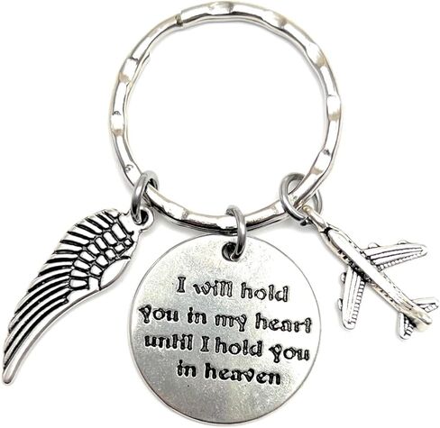 I Will Hold You in My Heart Until I Hold You in Heaven Angel Wing Memorial Sympathy Pilot Flight Attendant Airline Flying Sky Travel Vacation Aircraft Airliner Seaplane Plane Airplane Keychain 115J in Saudi Arabia