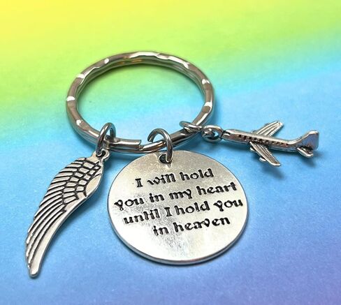 I Will Hold You in My Heart Until I Hold You in Heaven Angel Wing Memorial Sympathy Pilot Flight Attendant Airline Flying Sky Travel Vacation Aircraft Airliner Seaplane Plane Airplane Keychain 115J in Saudi Arabia