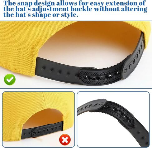 2 Pack Snapback Extender Hat Extender Hat Size Snapback Adjustable Hats Snap Buckle Fastener Silicone 7 Hole Cap Half Size Extenders for Baseball Caps Repairing Replacement Black in Kuwait
