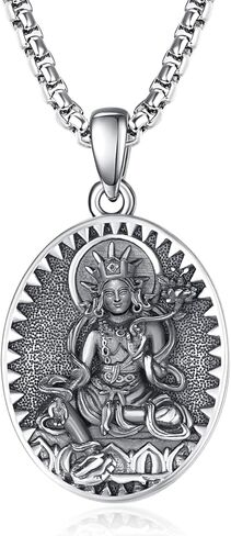 Samantabhadra Necklace Sterling Silver Bodhisattva Buddha Necklace for Men Talisman Amulet Protection Pendant Chinese Constellation Zodiac Necklace Jewelry in Kuwait