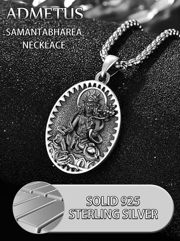 Samantabhadra Necklace Sterling Silver Bodhisattva Buddha Necklace for Men Talisman Amulet Protection Pendant Chinese Constellation Zodiac Necklace Jewelry in Kuwait