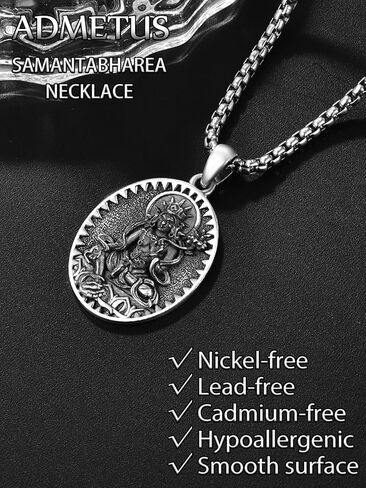 Samantabhadra Necklace Sterling Silver Bodhisattva Buddha Necklace for Men Talisman Amulet Protection Pendant Chinese Constellation Zodiac Necklace Jewelry in Kuwait