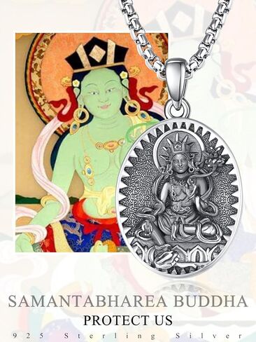 Samantabhadra Necklace Sterling Silver Bodhisattva Buddha Necklace for Men Talisman Amulet Protection Pendant Chinese Constellation Zodiac Necklace Jewelry in Kuwait