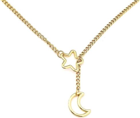Star and Moon Chain Necklace for Women Men Punk Gothic Chunky O Ring Slip Chain Cuban Chokers Jewelry in Kuwait