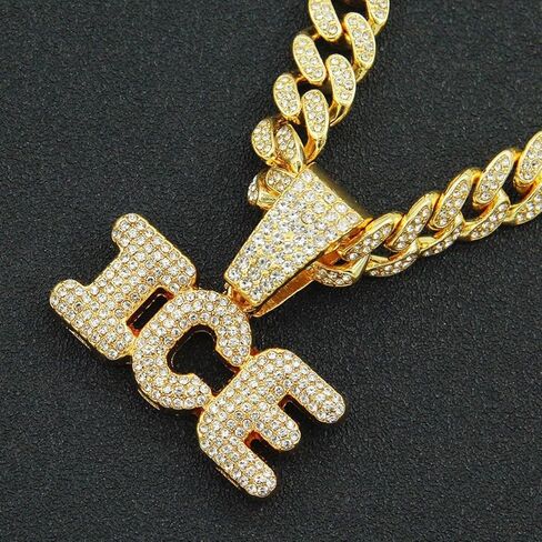 الرجال الهيب هوب حجر الراين رسالة الجليد قلادة قلادة روك مغني الراب المجوهرات، القوطية الشرير الصخرة مثلج الذهب الجليد رسالة الكوبية سلسلة الارتباط للرجال in Kuwait