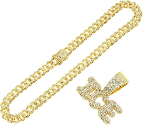 الرجال الهيب هوب حجر الراين رسالة الجليد قلادة قلادة روك مغني الراب المجوهرات، القوطية الشرير الصخرة مثلج الذهب الجليد رسالة الكوبية سلسلة الارتباط للرجال in Kuwait