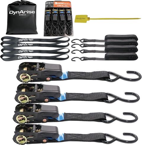 Ratchet Tie Down Straps 4-Pack 1 Inch × 30 Feet Heavy-Duty Ratchet Straps with Flat Hooks, 1800 Lbs Breaking Strength for Truck Motorcycle Trailers Cargo (30 inches) in Saudi Arabia