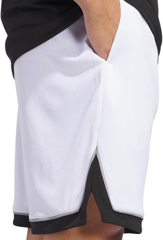 شورت كرة السلة Badge of Sport للرجال من adidas، أبيض/أسود، درزة داخلية مقاس XX-Large/5 بوصة in Saudi Arabia
