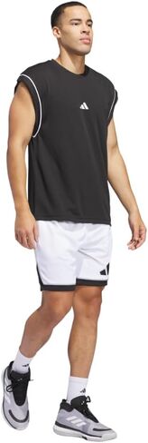 شورت كرة السلة Badge of Sport للرجال من adidas، أبيض/أسود، درزة داخلية مقاس XX-Large/5 بوصة in Saudi Arabia