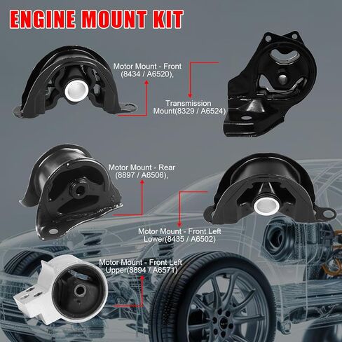 5 Pcs Engine Motor Mounts Set - Compatible with Acura Integra 1994-2001 L4 1.8L, Manual Transmission, Replace OE# A6520 A6502 A6571 A6506 A6524 in Kuwait