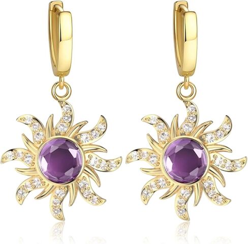 غزل الشمس القرط الأميرة مستوحاة الأقراط الأرجواني مع زركونيا مكعب Sundrop هوب أقراط تتدلى مجوهرات للنساء عيد ميلاد عيد الميلاد تأثيري هدية in Kuwait