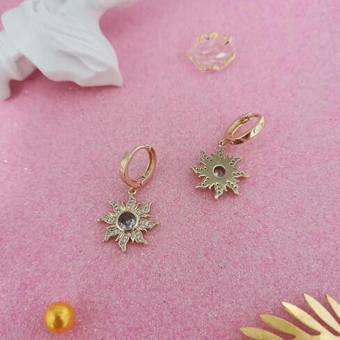 غزل الشمس القرط الأميرة مستوحاة الأقراط الأرجواني مع زركونيا مكعب Sundrop هوب أقراط تتدلى مجوهرات للنساء عيد ميلاد عيد الميلاد تأثيري هدية in Kuwait