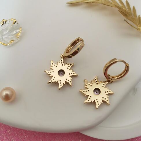 غزل الشمس القرط الأميرة مستوحاة الأقراط الأرجواني مع زركونيا مكعب Sundrop هوب أقراط تتدلى مجوهرات للنساء عيد ميلاد عيد الميلاد تأثيري هدية in Kuwait