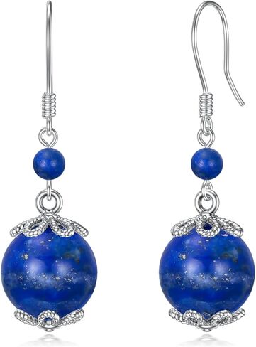 Lapis Lazuli Earrings Jewelry Sterling Silver Blue Lapis Dangle Dangling Drop Earrings Boho Wedding Gifts for Women in Saudi Arabia