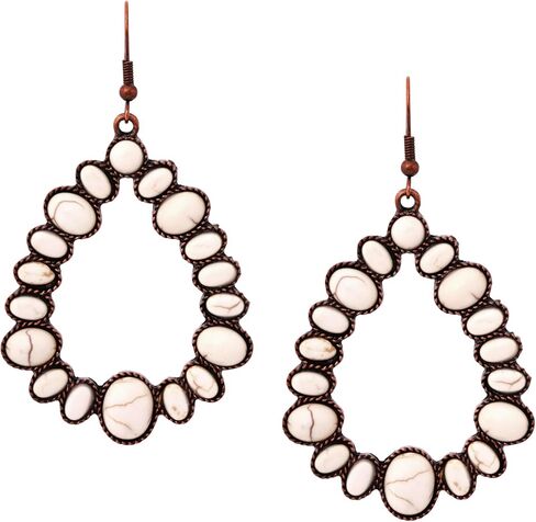 MINACHI Vintage Bohemian Created White Turquoise Dangle Drop Earrings, Boho Summer Jewelry Gift for Women in Saudi Arabia