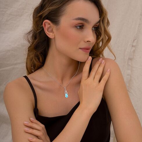 JO WISDOM Celtic Knot Infinity Jewelry Set for Women 925 Sterling Silver Aquamarine Dangle Drop Leverback Earrings March Birthstone Necklace Pendant Gemstone Jewelry in Saudi Arabia