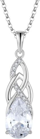 JO WISDOM Celtic Knot Infinity Jewelry Set for Women 925 Sterling Silver Dangle Drop Leverback Earrings April Birthstone Necklace Pendant Gemstone Jewelry in Saudi Arabia